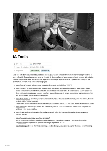 Liste d'outils IA